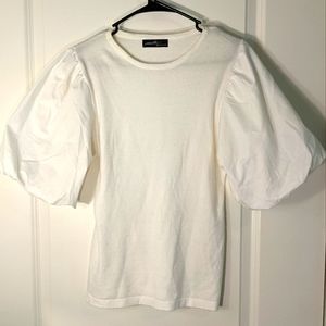 White/Cream Balloon Puff Sleeve Blouse